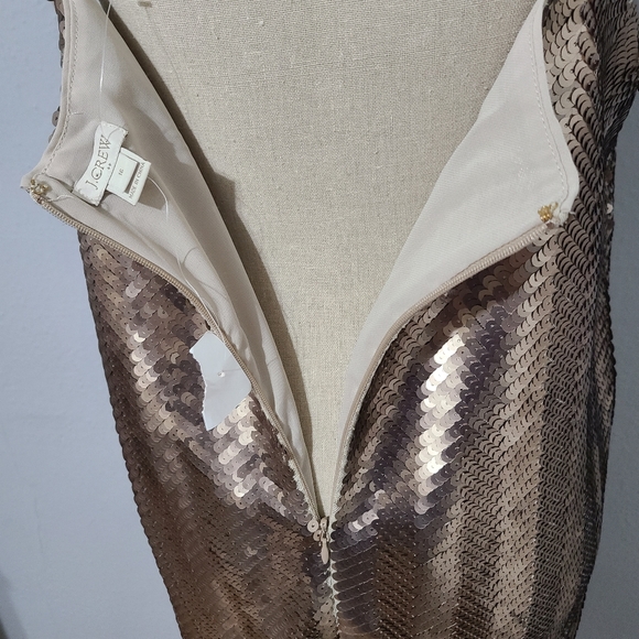 J. Crew Sequin Spaghetti Strap Slip Dress, Champagne Light Gold Dress, size 16 - Picture 4 of 15